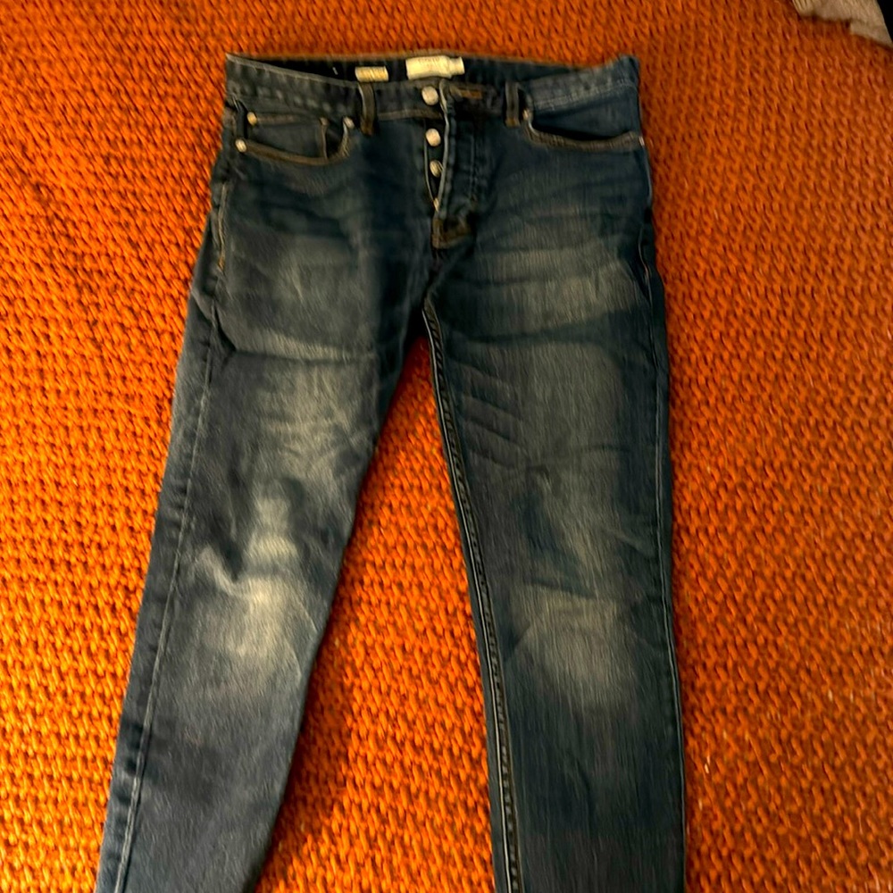 Topman stretch skinny blue jeans. 32”w